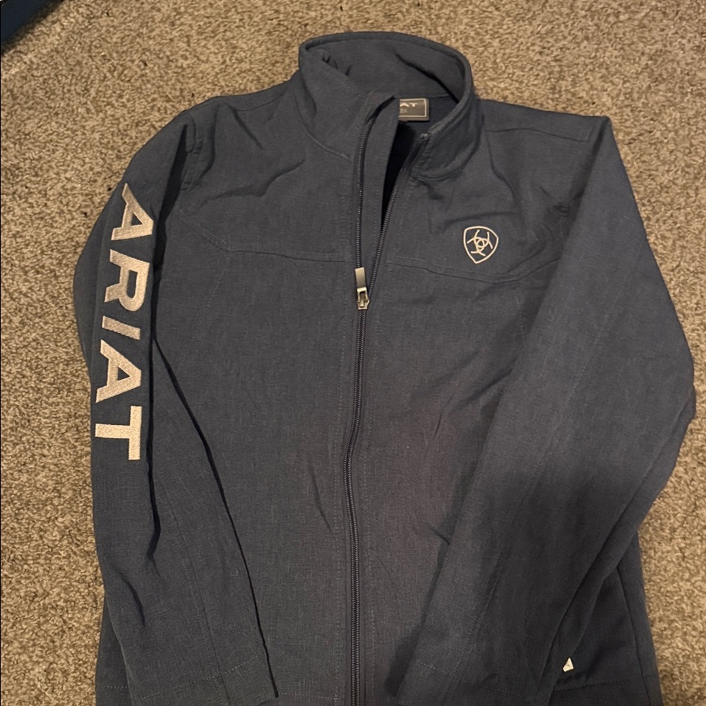 Ariat Navy Blue Girls Full-Zip Jacket with White Logo